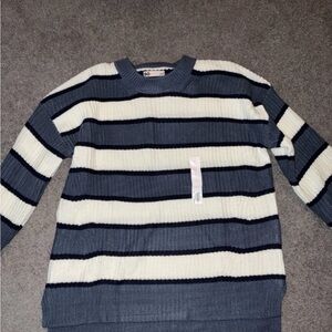 Striped Navy and White womens Sweater